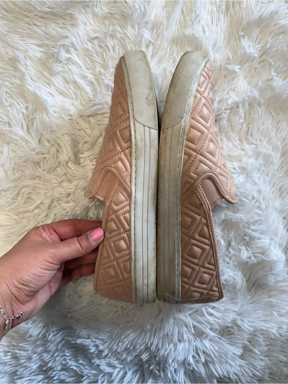 Tory Burch Quilted Slip-On Sneakers in Blush Pink